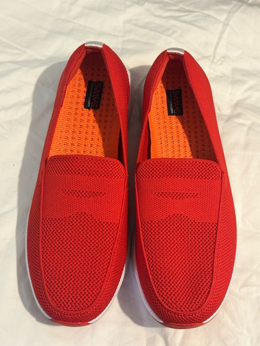 Swims Red Mesh Slip-On Loafers with Orange Insole